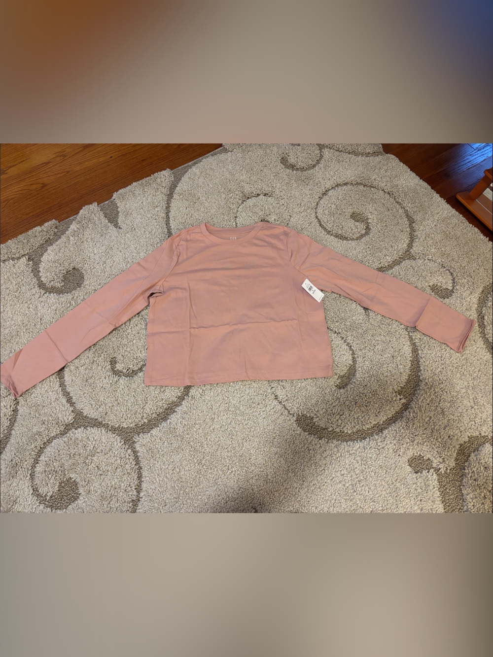 GAP Women's Long-Sleeve Crew Top in Blush Pink-Watermelon Duo